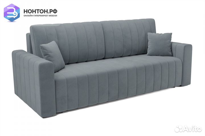 Диван еврокнижка Лондон велюр серый