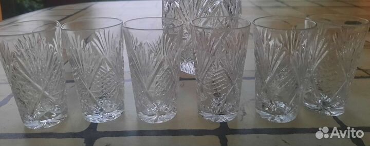 Хрустальный графин с рюмками СССР