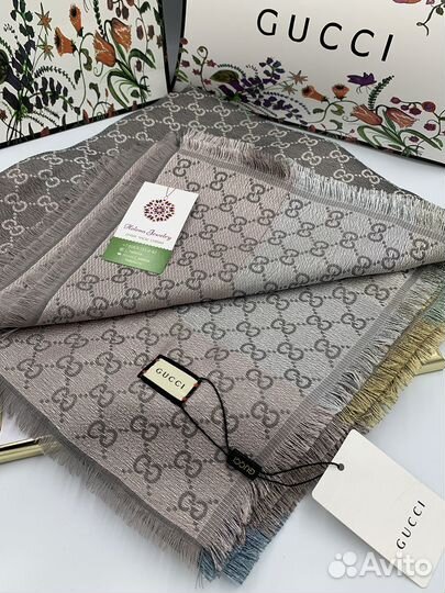 Шаль палантин шарф Gucci цветной с люрексом (403)