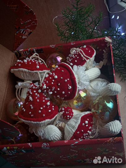 Наборы ёлочные игрушки грибы мухоморы
