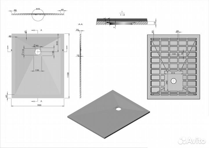 Поддоны из искусственного камня для ванной