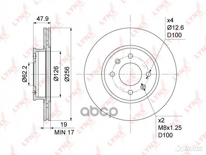 Диск тормозной передний (256x19) hyundai Getz 1