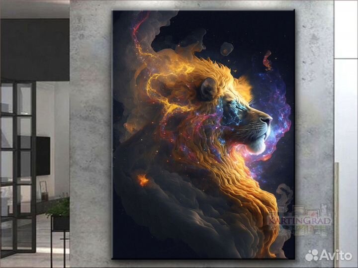 Достойная картина для интерьера - стильный Лев