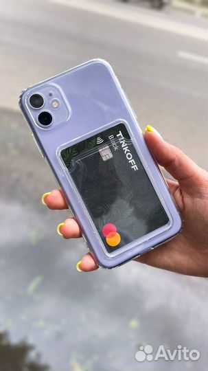 Чехол на iPhone c карманом для карты прозрачный