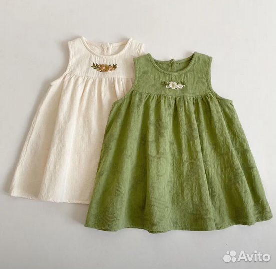 Летнее платье для девочки без рукавов, 110 р