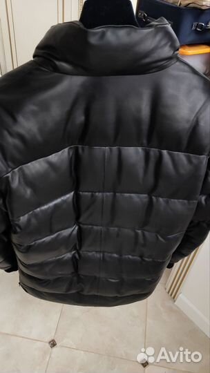 Куртка-пуховик из натуральной кожи удлиненный