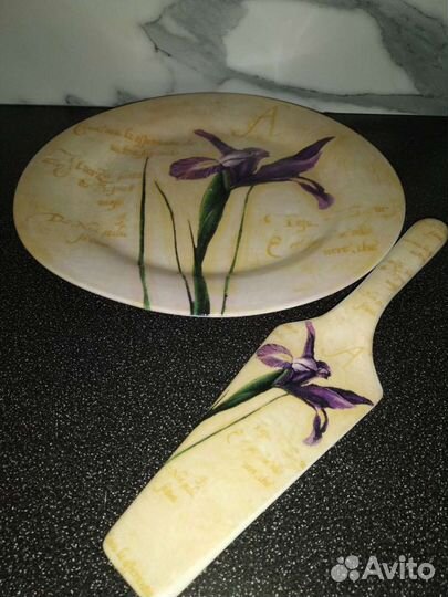 Набор для торта, блюдо, бокалы, блюдца, кружка