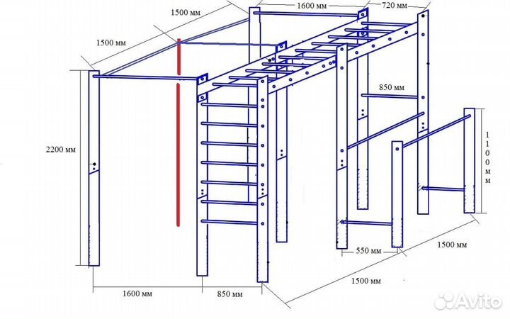Воркаут площадка спортивный комплекс качели турник