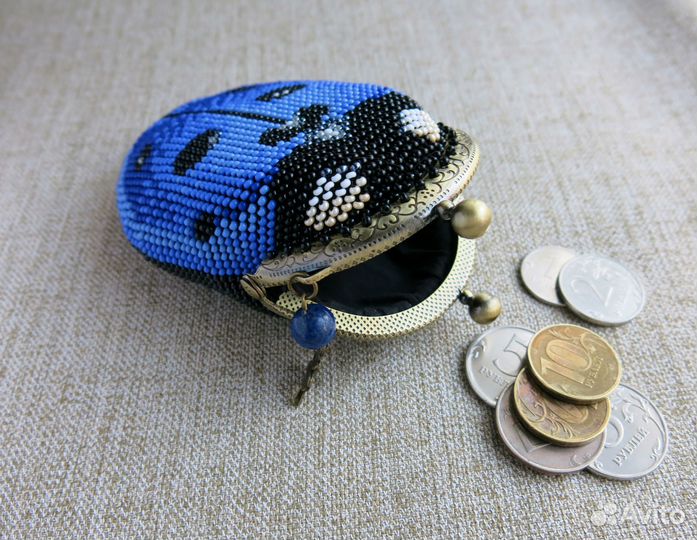Кошелек-монетница Божья коровка синяя