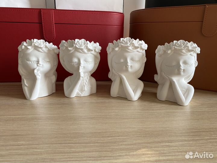 Кашпо из гипса девочка