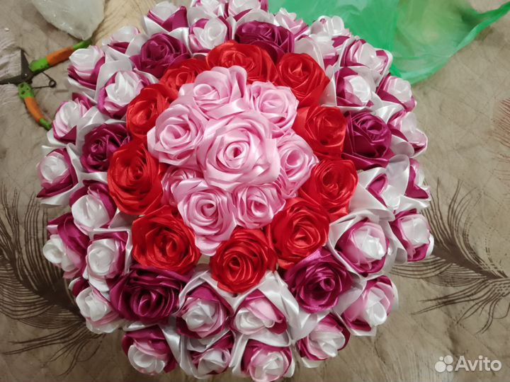 Сделаю на заказ букет из атласных роз