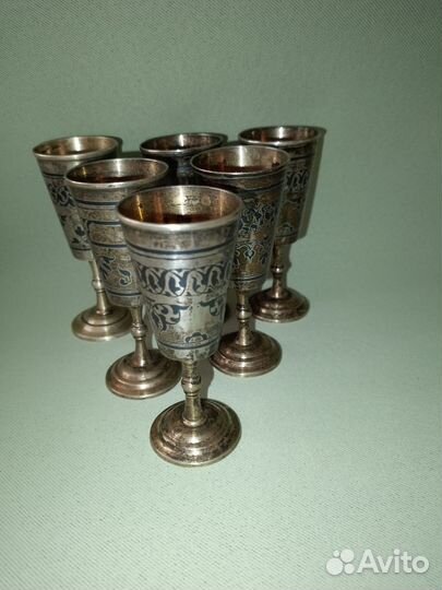 Набор рюмок Кубачи серебро