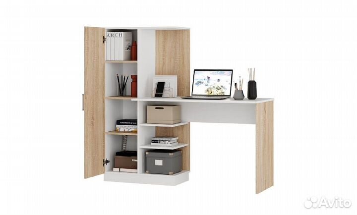 Компьютерный стол Бейсик дуб сонома/белый