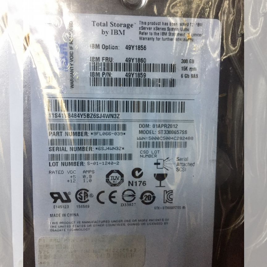 [49Y1860] Жесткий Диск Ibm 300gb 15k 6gb Sas 3.5 49y1860