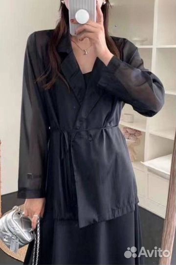 Шелковый костюм двойка рубашка+платье комбинация