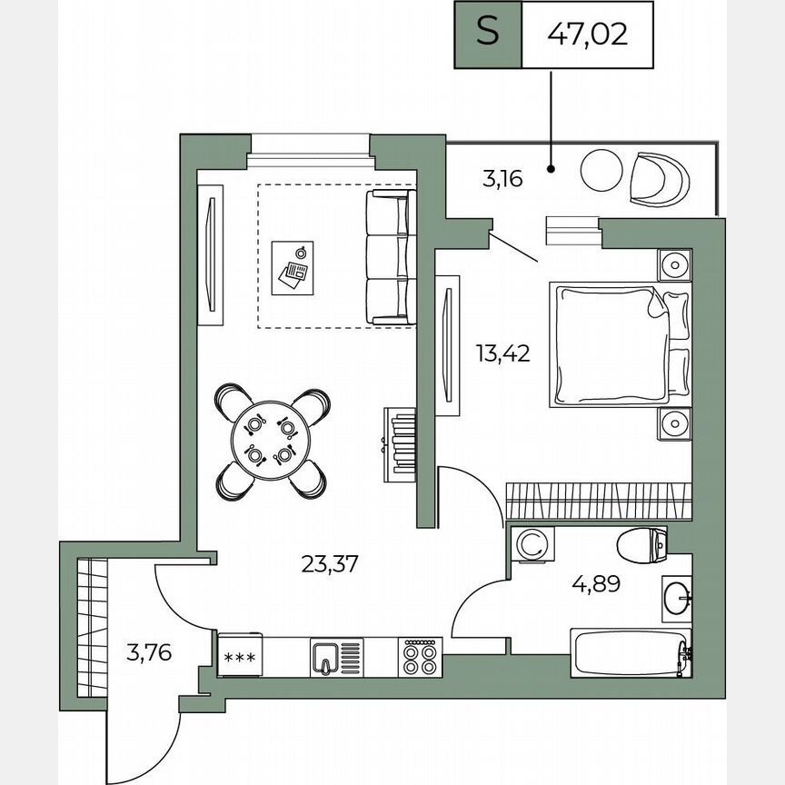 2-к. квартира, 45,4 м², 20/24 эт.