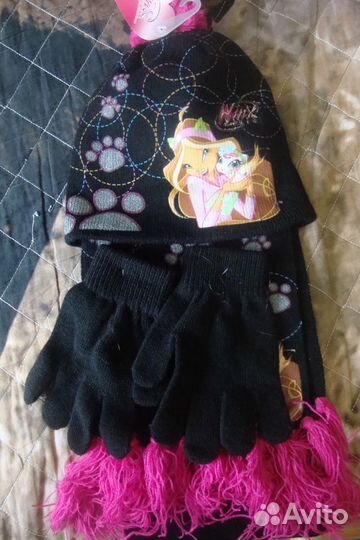 Шапка,шарф и перчатки для девочек