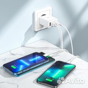 Сзу hoco C102A Fuerza 4xUSB, 3А, 18W, QC3.0 (белый