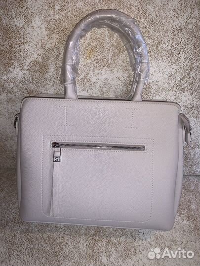 Сумка женская кожаная через плечо большая Серая