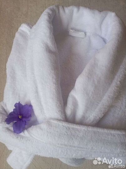 Халат велюровый Премиум белый-белый