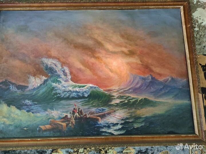 Картина Девятый вал,эпоха ссср.масло