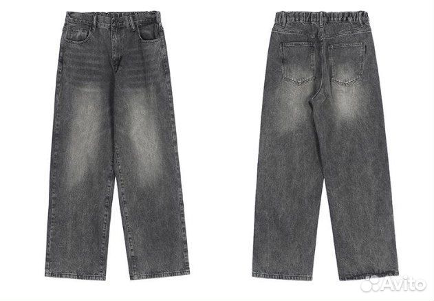 Джинсы широкие, черно-серые, новые в упаковке