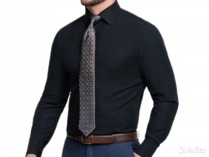 Рубашка мужская черная не мнущаяся