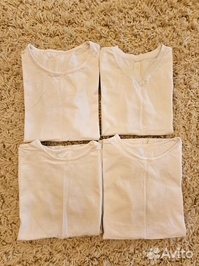 Белые футболки 4 штуки на 10-11 лет