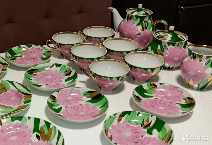 Чайный сервиз СССР дулево Пионы(Астры,Георгины)