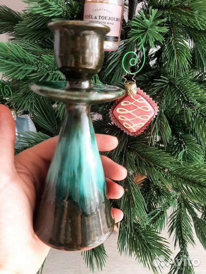 Подсвечник керамика Малахит