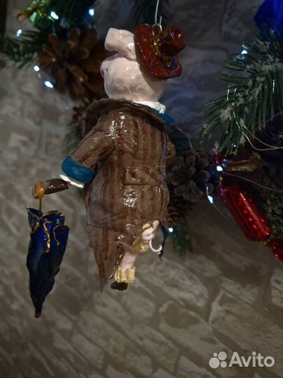 Ватная елочнаяигрушка Свинья