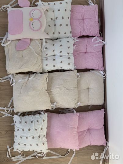 Бортики для детской кроватки совушки