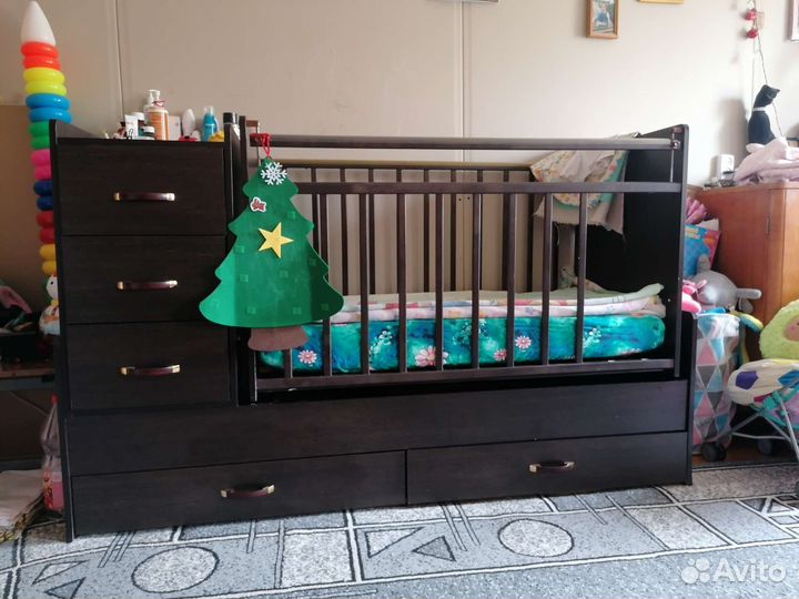 Детская кроватка трансформер с комодом