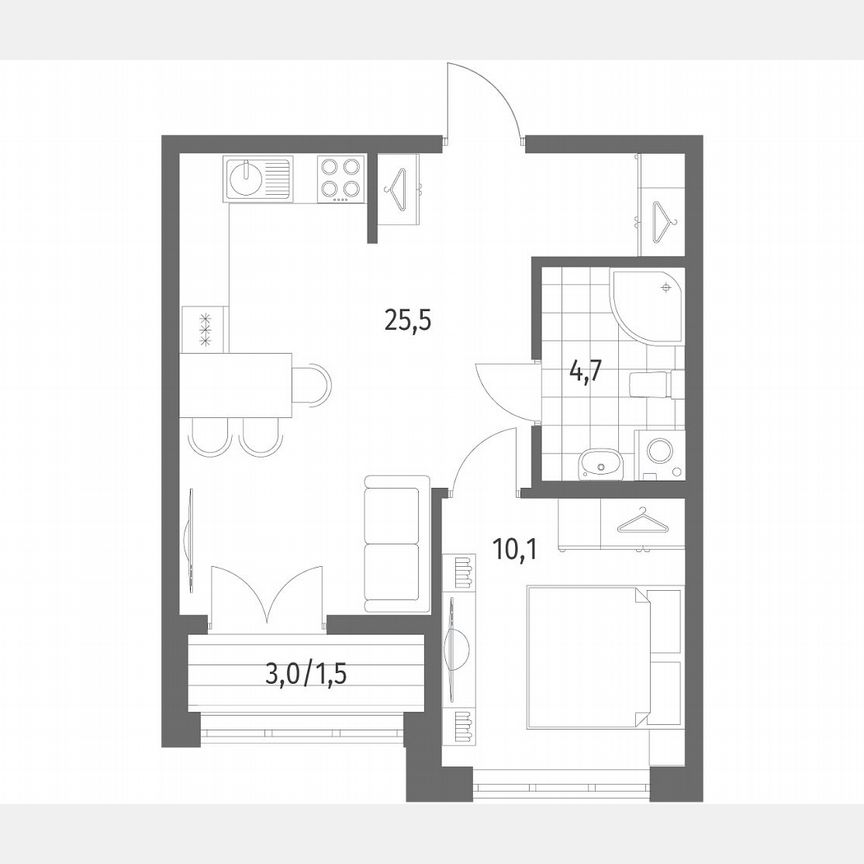 1-к. квартира, 41,8 м², 2/9 эт.