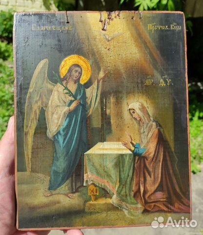 Старинная икона Благовещение пр Богородицы 19 век