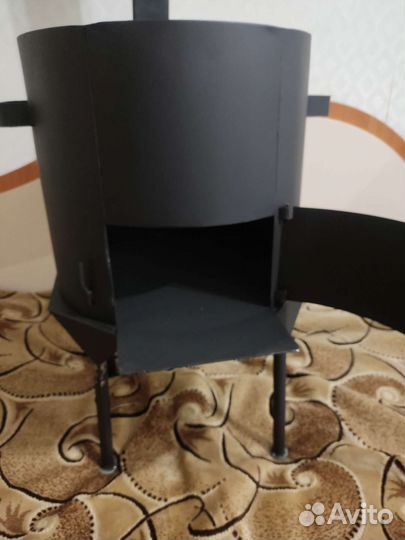 Печь для казана с дверцей и трубой 12л