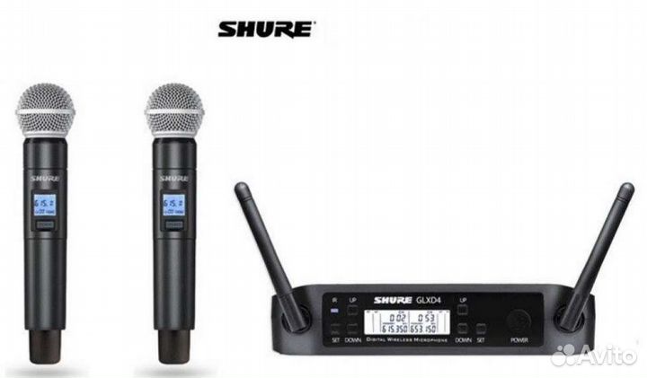 Микрофоны Shure 2ш Вокальные GLX-D4 Радио Pro Жк/Ц