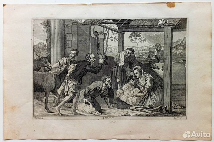 Старинные Гравюры 17 век Рафаэль Карраччи Мантенья