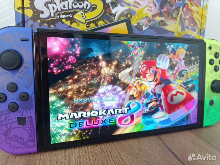 Прошитый Nintendo Switch Oled Splatoon 64+128Gb