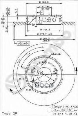 08.4750.41 диск тормозной передний с покрытием
