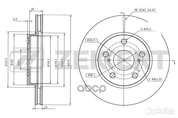 Диск торм. перед. Toyota Auris (E150) 07- Coro