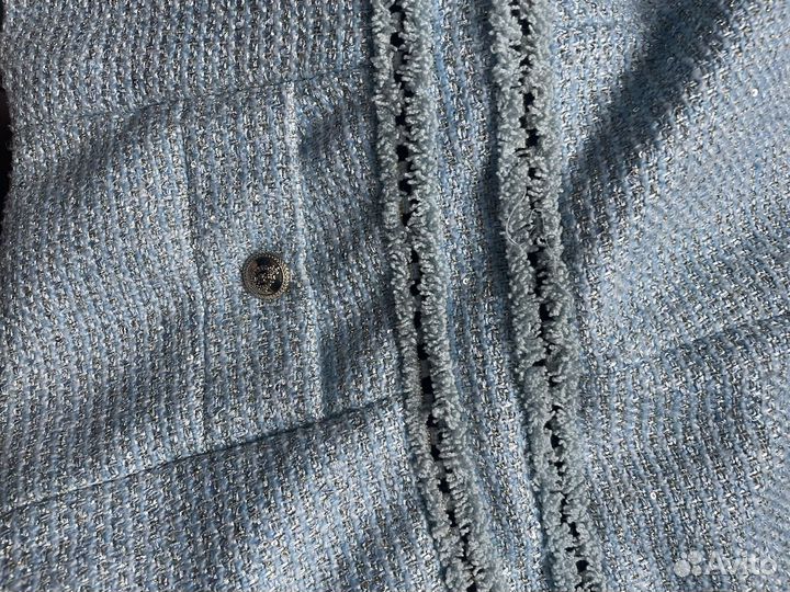 Твидовый пиджак голубой 44 46