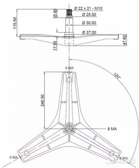 Крестовина барабана стиральной машины LG cod724 за
