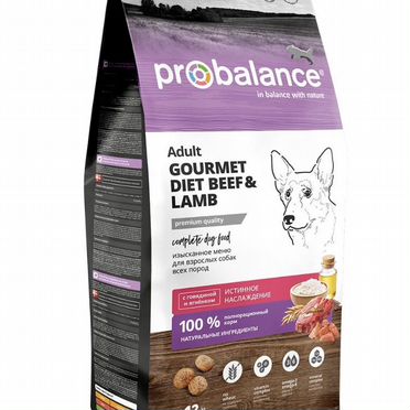 Корм для собак probalance gourmet diet beef lamb