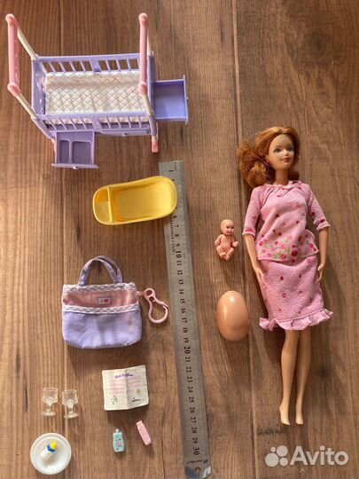 Беременная barbie с ребенком и аксессуарами