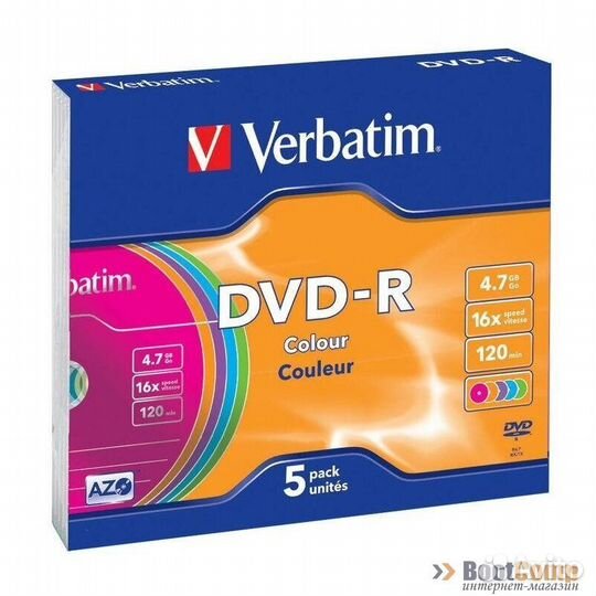 Оптический диск DVD-R 4.7Gb Verbatim 16X Slim Case