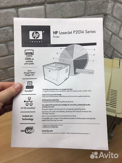 Лазерный принтер HP LaserJet P2014. Гарантия