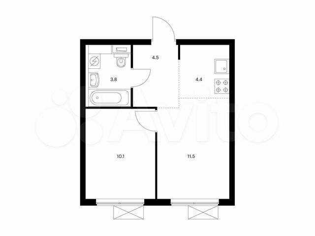 2-к. квартира, 34,3 м², 17/25 эт.