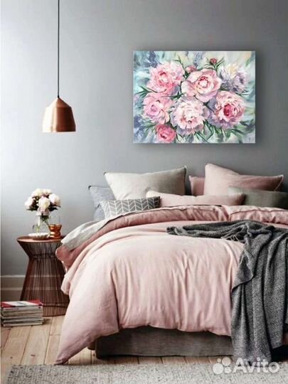 Интерьерная картина маслом пионы цветы