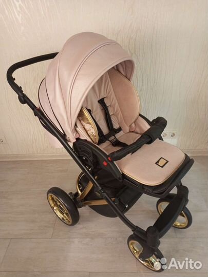 Коляска 2 в 1 экокожа Розовый жемчуг